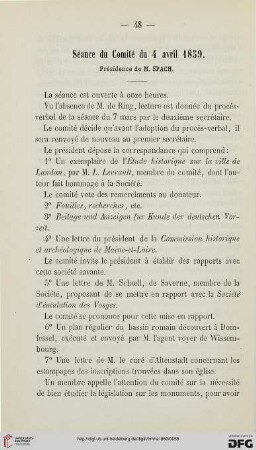 Séance du Comité du 4 avril 1859