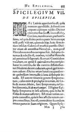 Spicilegivm VII. De Epilepsia.