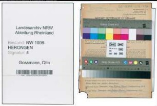 Entnazifizierung Otto Gossmann , geb. 01.12.1902 (Zollinspektor)