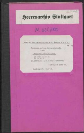 Vorträge auf der Kriegsakademie über die Napoleonischen Feldzüge