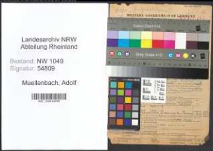 Entnazifizierung Adolf Muellenbach , geb. 17.07.1904 (Richter)