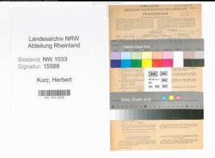Entnazifizierung Herbert Kurz , geb. 01.05.1922 (Schlosser)