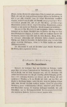 Siebente Abtheilung. Der Galvanismus