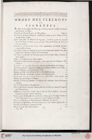 Ordre des fleurons et vignettes