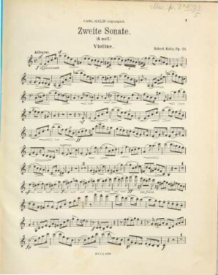 Zweite Sonate : (a-Moll) ; für Violine u. Clavier ; op. 26