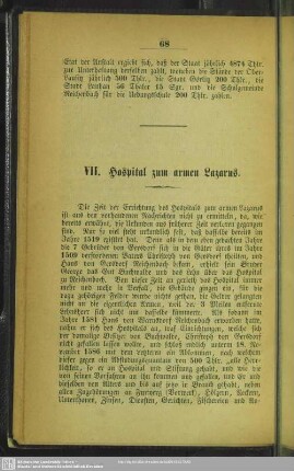 VII. Hospital zum armen Lazarus
