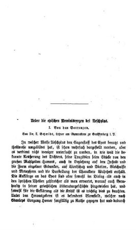 Ueber die epischen Reminiscenzen bei Aeschylus