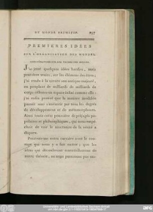 Premières Idées Sur L'Organisation Des Mondes. Considèrations Sur Les Taches Des Soleils.