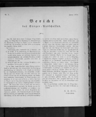 Nr. 1. Bericht des Bürger=Ausschusses. Januar 1870.