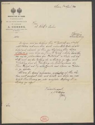 Brief an B. Schott's Söhne : 01.04.1900