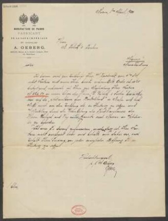 Brief an B. Schott's Söhne : 01.04.1900
