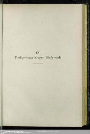 IX. Predigerinnen-Kloster Wiederstedt