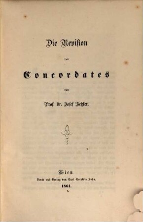 Die Revision des Concordates