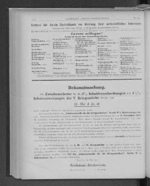Verband dder Aerzte Deutschlands zur Wahrung ihrer wirtschaftlichen Interessen.