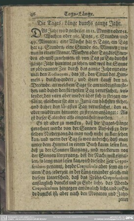 Die Tages-Länge durchs gantze Jahr
