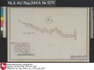 Verlauf des ETZELer-Kley-Weges bis zum Kley-Weg nach Abickhafe mit Einzeichnung der anliegenden Ländereien Kolorierte Zeichnung von F. W. Magott Papier Format 52,6x34,7 M 1:2.020