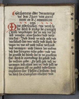 Exhortatio edder Vormaninge vor dem Altare vam Sacramente an de Communicantenn ...