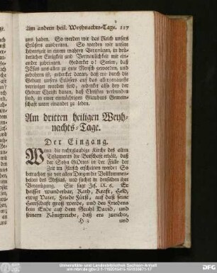 Am dritten heiligen Weyhnachts-Tage.