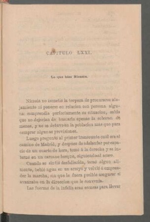 Capítulo LXXI - Lo que hizo Nicasia.