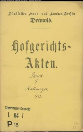 Pauck, Bartold in Uflen gegen Nullmeyer zu Hiddesen, Hinner und Topp zu Vahlhausen - Schuldforderung