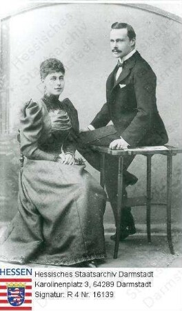 Ernst Ludwig Großherzog v. Hessen und bei Rhein (1868-1937) / Porträt mit erster Ehefrau Victoria Melita geb. v. Prinzessin v. Sachsen-Coburg-Gotha, später verh. Großfürstin v. Russland (1876-1936)
