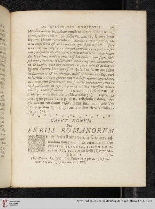 Capvt nonvm: De Feriis Romanorvm