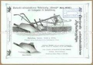 Eberhardt's schmiedestählerner Tiefkulturpflug "Greif" mit Vordergestell für Selbstführung