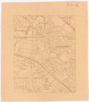 Bebauungsplan Berlin-Reinickendorf: Lageplan Reinickendorf und Umgebung 1:25000 (Lichtpause von Inv.Nr. 20806)