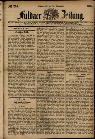 Ausgabe vom Samstag, den 15. November 1884.