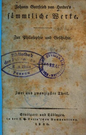 Johann Gottfried von Herders sämmtliche Werke : zur Philosophie und Geschichte, 22. Erinnerungen aus dem Leben Joh. Gottfrieds von Herder, 3. Theil