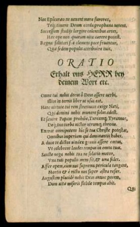 Oratio Erhalt uns Herr bey deinem Wort etc.