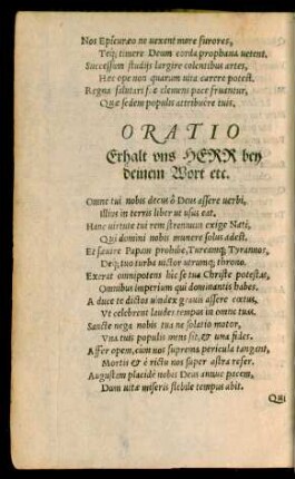 Oratio Erhalt uns Herr bey deinem Wort etc.