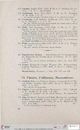 VI. Fürsten, Feldherren, Staatsmänner (Nr. 469-647)