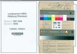 Entnazifizierung Johann Leenen , geb. 02.08.1902 (Revierjaeger)