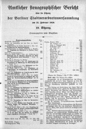 Sitzung 10, 25. Februar 1926