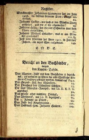 Bericht an den Buchbinder, wegen den Kupfer-Tafeln.