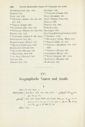 IV. Geographische Namen und Ansāb