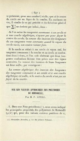 Sur les valeurs approchées des polynomes de Bernoulli.