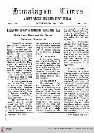 No. XIV (18 November 1962)