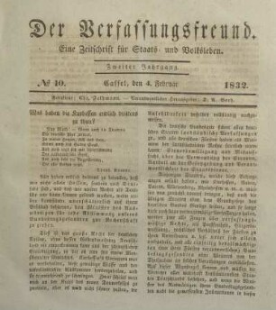 № 10. Cassel, den 4. Februar 1832.