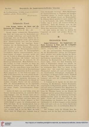 [Rezension von: August Schmarsow, Der Kuppelraum von Santa Costanza in Rom und der Lichtgaden altchristlicher Basiliken]