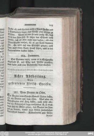 Achte Abtheilung. Von gebratenen Fleisch-Speisen.