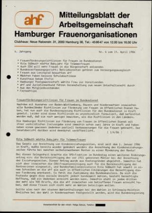 Mitteilungsblatt der Arbeitsgemeinschaft Hamburger Frauenorganisationen