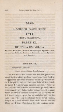 760-768 Encyclica vom 25. Mai 1871