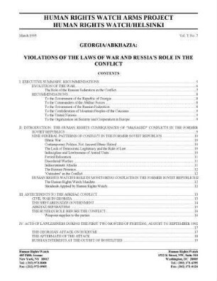 Georgia/Abkhazia: violations of the laws of war and Russia's role in the conflict