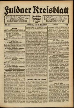 Ausgabe vom Mittwoch, den 18. Dezember 1918.
