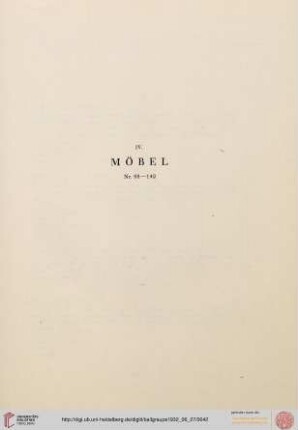 IV. Möbel (Nr. 98 - 142)