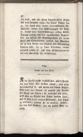 VIII. Furcht vor dem Tode.