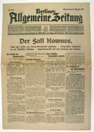 Tageszeitung "Berliner Allgemeine Zeitung" u.a. zu den Kämpfen an der Ostfront