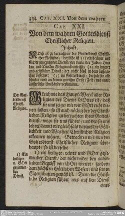 Cap. XXI. Von dem wahren Gottesdienst Christlicher Religion